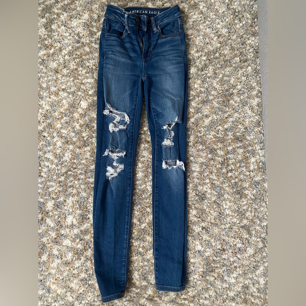 AMERICAN EAGLE Dark Blue Next Level Stretch Jeans